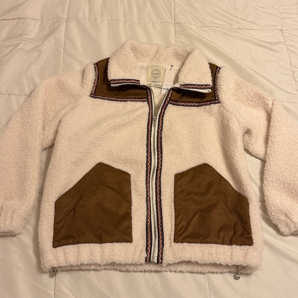 NWT Francesca’s Stoosh Western Sherpa Tan & Brown Jacket Size Small